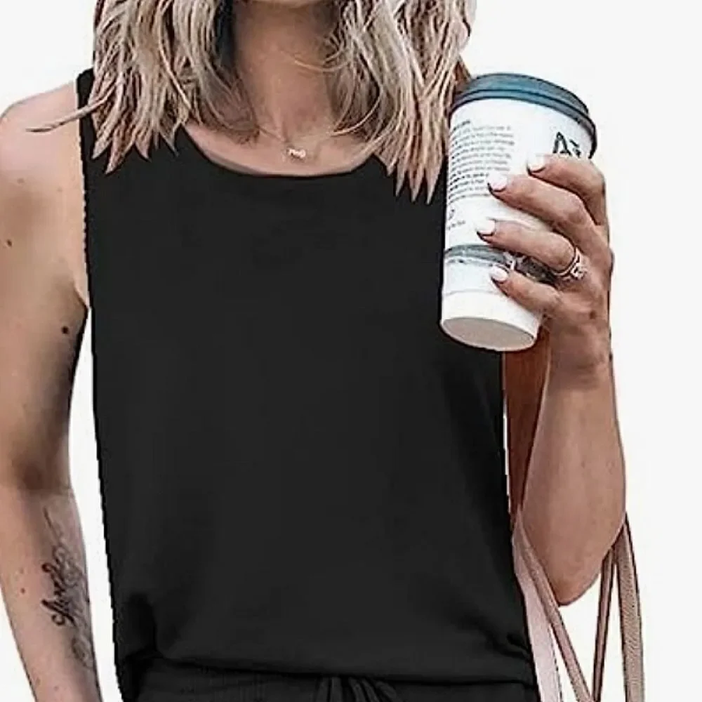 PrettyGarden Black Modern Shell Tank Top - Picture 2 of 12
